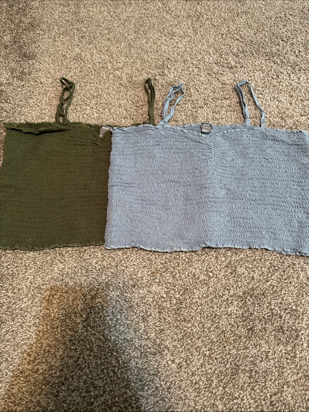 aerie Smocked Tank Tops in Olive Green & Light Blue